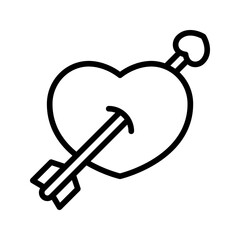 Cupid Arrow icon set style collection in line, solid, flat, flat line style on white background