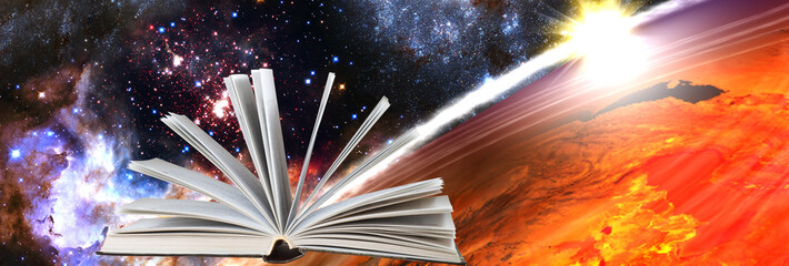 Place for an inscription on the background of a space landscape.