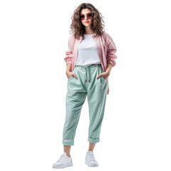 Casual yet fashionable full-length shot of a girl isolated on white background