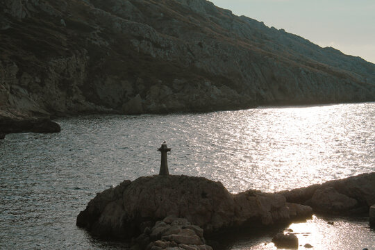 Croix de la baie des Singes. English : Cross of the Monkey bay. Marseille, Les Goudes, France.
