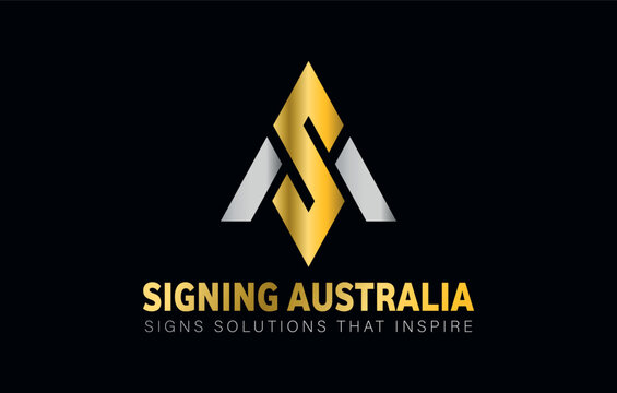 SA letter logo design, signing Australia