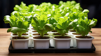 Organic Vegetable Salad Growing in Hydroponic Farm. Freshly Harvested Lettuce for Healthy Food, Earth Day Concept