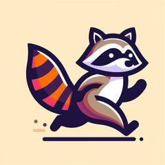 flat vector logo of raccoon ,  flat logo of raccoon , flat vector logo of cute raccoon