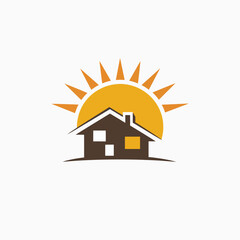 Sun House or Sun House Roof Icon Vector Logo