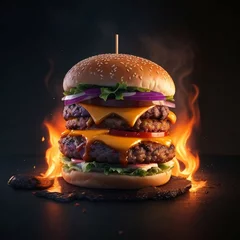 Foto op Aluminium Delicious hot burger resturant background picture © SAtock