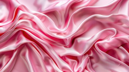 Fototapeta premium Abstract fluid pink satin fabric texture for background.