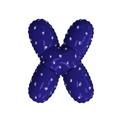 3D doodle polka dot pattern helium balloon letter X