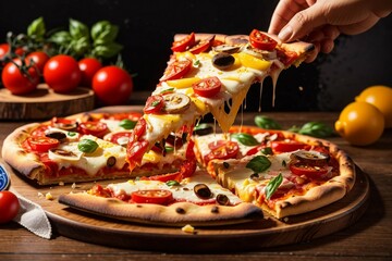 Delicious restaurant-style pizza background picture