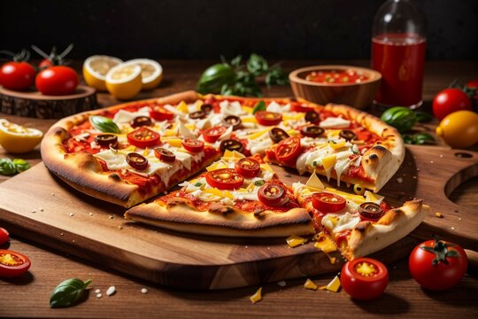 Delicious restaurant-style pizza background picture