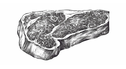 beef flesh texture, seamless, top view, drawn by black pen, black and white. Generative Ai.