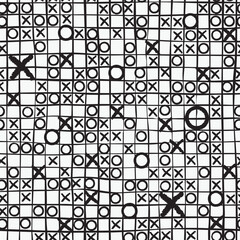 abstract seamless pattern with crosses and circles on a cage background. Suitable for wallpaper, wrapping paper or fabric