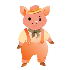 cute watercolor pig vector
