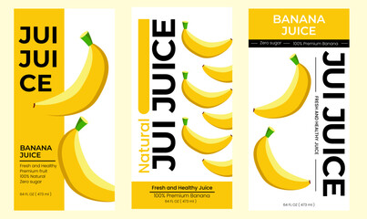 Banana juice label design. Suitable for beverage, bottle, packaging, stickers, and  product packaging