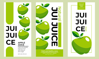 Apple juice label design. Suitable for beverage, bottle, packaging, stickers, and  product packaging - obrazy, fototapety, plakaty