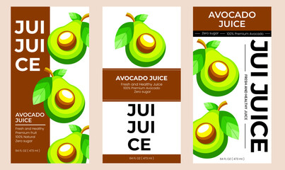 Avocado juice label design. Suitable for beverage, bottle, packaging, stickers, and  product packaging