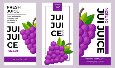Grape juice label design. Suitable for beverage, bottle, packaging, stickers, and  product packaging