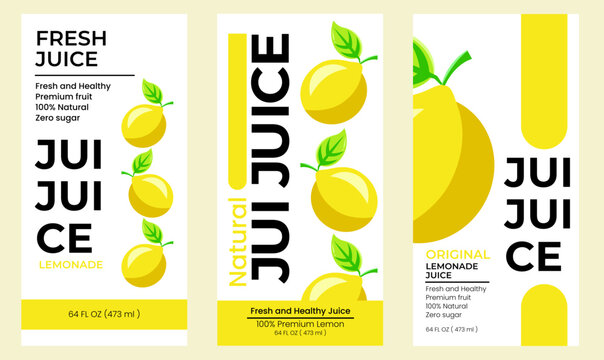 Lemon juice label design. Suitable for beverage, bottle, packaging, stickers, and  product packaging