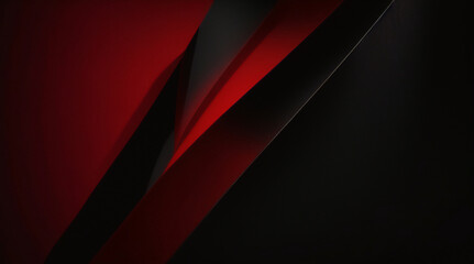 Fondo negro rojo 3d moderno abstracto con elementos de forma de superposición geométrica de flechas de líneas. Fondo negro rojo. Bandera abstracta. Ilustración vectorial - obrazy, fototapety, plakaty