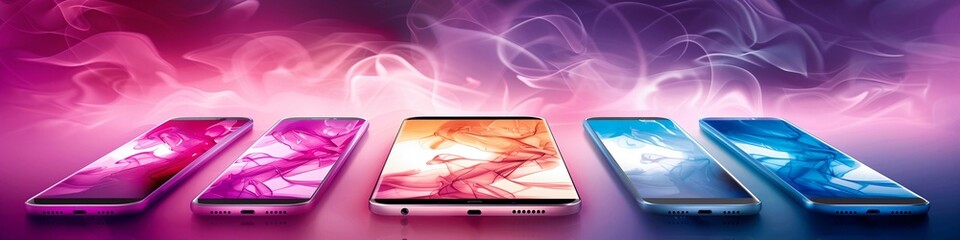 Smartphone Lineup with Abstract Smoke Design