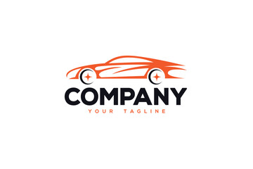 Creative logo design depicting a racing car, designated to the transport industry.	