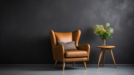 A beautiful and stylish brown leather armchair