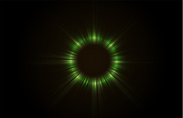 Magical green portals on the night scene. Glowing futuristic teleportation tunnel. 
Light circle with rays.  Light portal png. 