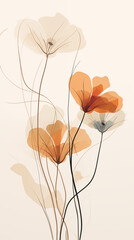 Elegant Digital Artwork of Stylized Abstract Flowers
