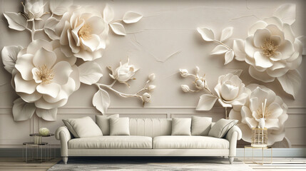 Fototapeta na wymiar 3D wallpaper for home interior classic decoration
