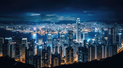 Obraz premium Neon-lit Cityscape: Captivating Night Scene