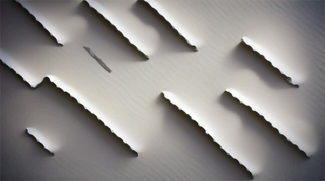 The paper background has long lines of tear marks from sharp objects.