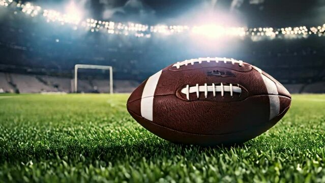 american football pigskin ball on a gridiron field