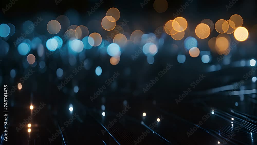 Poster various blurry lights shining in the darkness. lights create an abstract and mysterious effect again