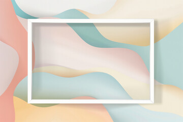 empty white frame with modern abstract background in subtle pastel colors, scandinavian palette