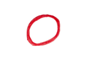 Hand drawn red circle on transparent background