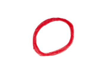 Hand drawn red circle on transparent background