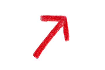 Hand drawn red arrow on transparent background