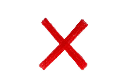Hand drawn red x sign on transparent background