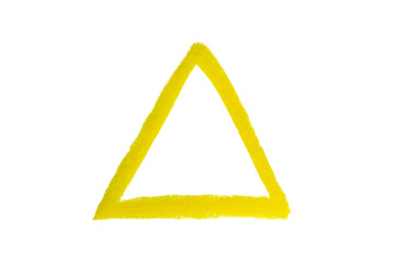 Hand drawn yellow triangle on transparent background
