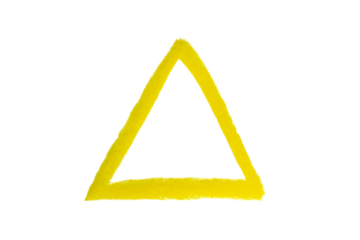 Hand drawn yellow triangle on transparent background