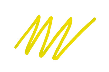 Yellow stroke drawn with marker on transparent background