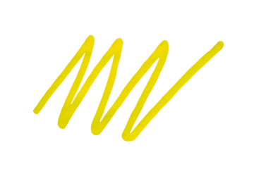 Yellow stroke drawn with marker on transparent background