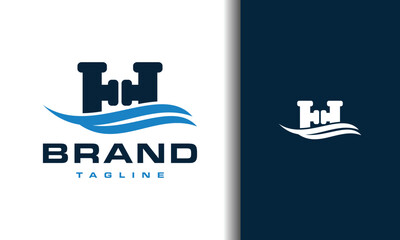 letter H water pipe logo