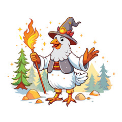wizard chicken cartoon illustration