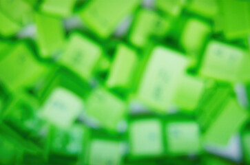 Green computer keyboard keycaps bokeh background