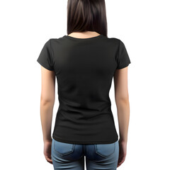 Womens blank black t shirt front view isolated on white background