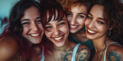 Obraz premium Group of young women standing next to each other