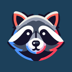  flat vector logo of raccoon , flat logo of raccoon , flat vector logo of cute raccoon