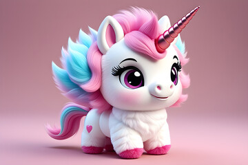 unicorn toy on a minimalistic pink background
