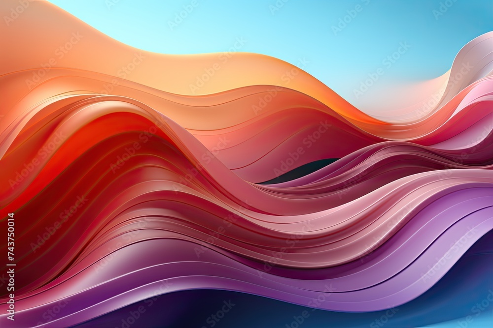 Aufkleber A lively and dynamic composition of colorful wavy lines dancing across the abstract background in a harmonious display of movement and energy