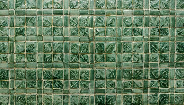 Vintage Verdant: Green Ceramic Tile Background for Kitchen or Bathroom"